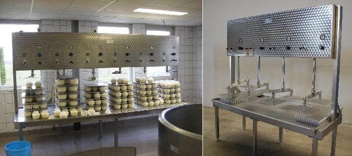 Stacks of packaged food items in a clean, industrial food processing area.