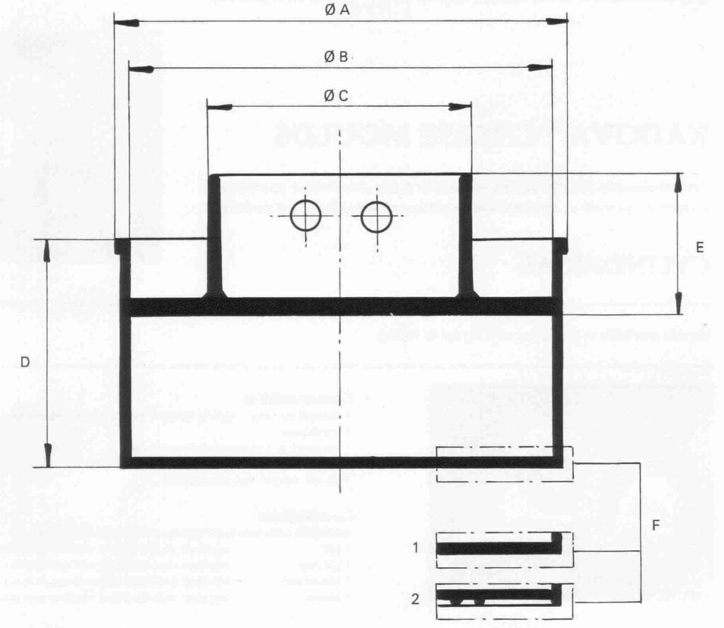 Technical drawing of a mechanical or architectural part with dimensions.